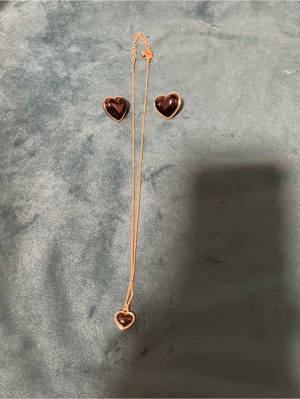 Matching Heart Earrings and Delicate Pendant Necklace